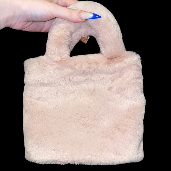 Juicy Couture Fluffy Faux Fur Light Pink Mini Tote Bag NWT VIRAL RARE free love - Picture 3 of 6